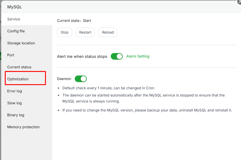Optimize Mysql aaPanel